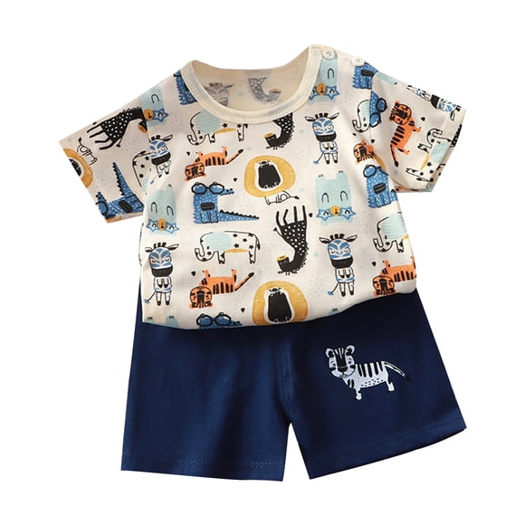 Shirts for Girls, Childrens Summer Home Clothing Round Neck Short Sleeved Shorts Two-Piece Set