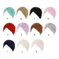 thumbnail image 2 of ZTKJ Muslim Turban Hijabs Caps Turbans Pre-Tied Hats Ruffle Bonnet Pleated Breathable Chemo Wrap Patients Headwear beige, 2 of 6