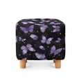 thumbnail image 2 of SCRAWLGOD Butterfly Print Violet Black Ottoman Slipcover, Anti Slip Square Cushion with Elastic Bottom Thick Footstool Protection Universal Fit for Most Footrest Sofa, 2 of 7