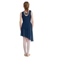 thumbnail image 2 of Miutii Kids Girls Sequins Lyrical Dance Dress Irregular Tulle Skirt Leotard Modern Latin Dance Costume Navy Blue 12, 2 of 7
