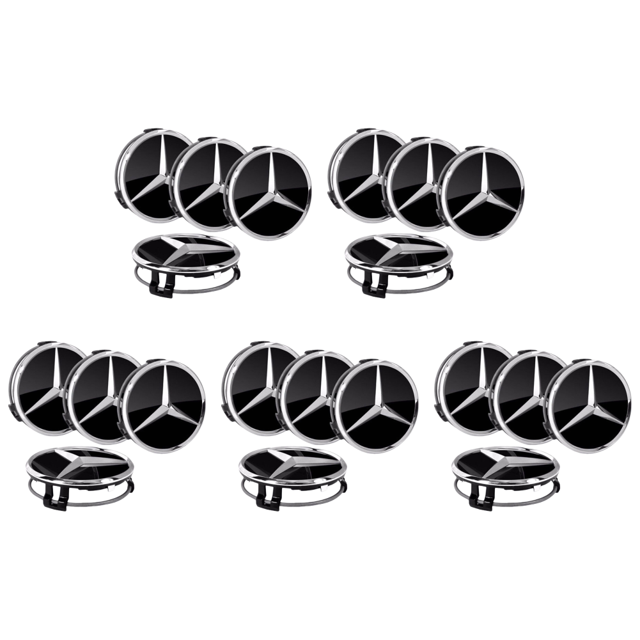 4 Uds Insignias Emblema Cubo Llantas 75MM Tapas Centrales para AMG C E S G ML