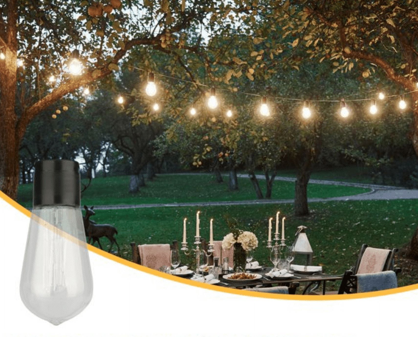 26ft Ediso Lights Outdoor String with 20 Shatterproof Bulbs, Waterproof LED Solar Hanging Ambience Light, for Yard Garden Patio Bistro, Warm White