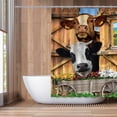thumbnail image 3 of Cortina de ducha con diseño de granja de ganado, estilo rústico, de madera, estilo bohemio, con diseño de animales pequeños, de vaca, de 72 x 72 pulgadas, de tela de poliéster, para decoración de baño, 3 of 4