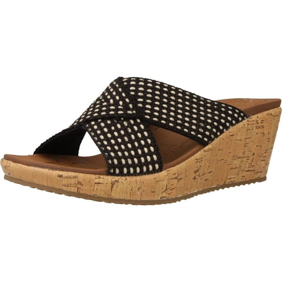 Skechers Cali Women's Beverlee Delighted Wedge Sandal,black,9 M US