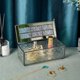 thumbnail image 5 of Joyero de cristal con diseño vintage, caja con tapa verde retro, organizador de almacenamiento para colección, expositor de anillos, bandeja de maquillaje, 5 of 7