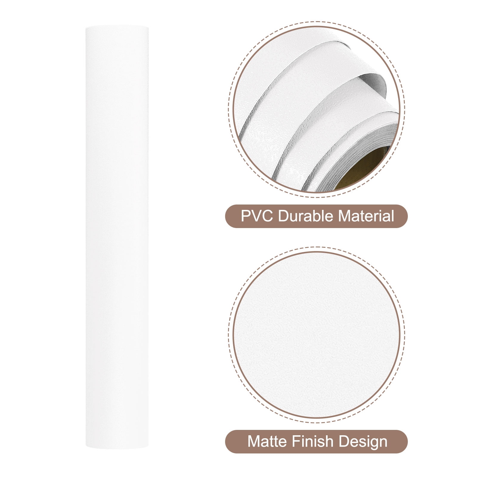 Unique Bargains Peel Stick Wallpaper Solid Color Vinyl Self-Adhesive Paper White