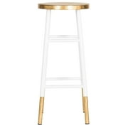 Angle View: Safavieh Home Collection Emery White and Dipped Gold Leaf 30-inch Barstool