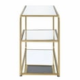 thumbnail image 3 of Modern Metal Framed TV Stand with Mirrored Open Compartments, Gold and Clear- Saltoro Sherpi, 3 of 6