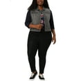 thumbnail image 2 of Unique Bargains Women's Plus Size Chest Pockets Single Breasted Denim Sleeveless Jacket, 2 of 7