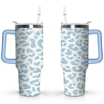 40oz Fashion Leopard Pattern Stainless Steel Flip Straw Tumbler Spill Proof Travel Cup Double Wall Vacuum Insulated Coffee Mug with Top Handle