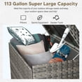 thumbnail image 6 of Tappio 113-Gallon Deck Box, Lockable Outdoor PE Rattan Storage Box with Hydraulic Rod and Waterproof Bag, Outdoor Container Deck Bin for for Pool Tools, Outdoor Equipments and Garden Tools, 6 of 9