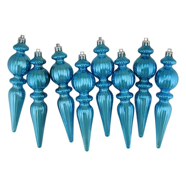Northlight Ribbed Shatterproof Christmas Finial Ornaments Set of 8