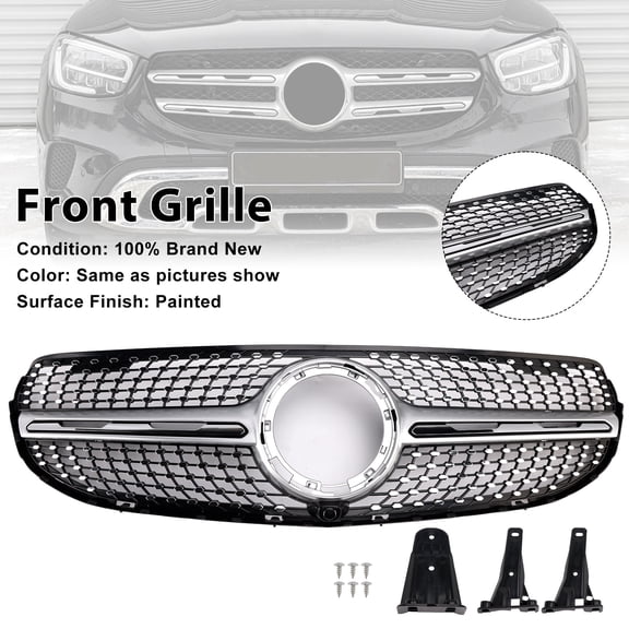 Diamond Front Bumper Grille Fit for Mercedes-Benz X253 GLC250 GLC300 2020-2022