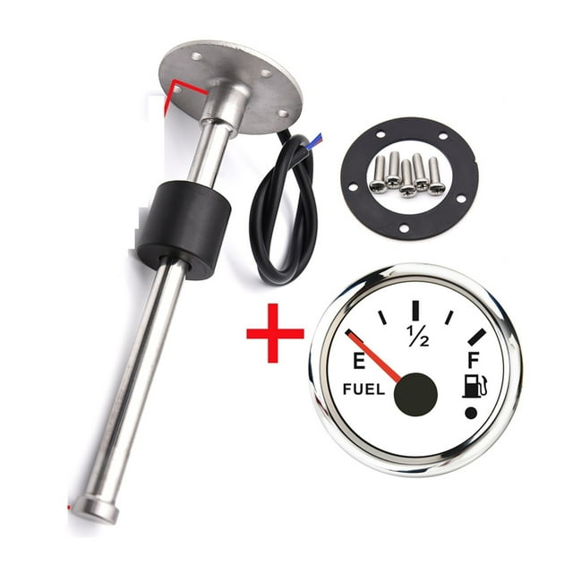 52MM Gauge Fuel Level Gauge 0-190ohm/240ohm-33ohm Fuel Tank Level Indicator Meter With Fuel Level Sensor 100MM 200MM 300MM 400MM ,Easy to Install