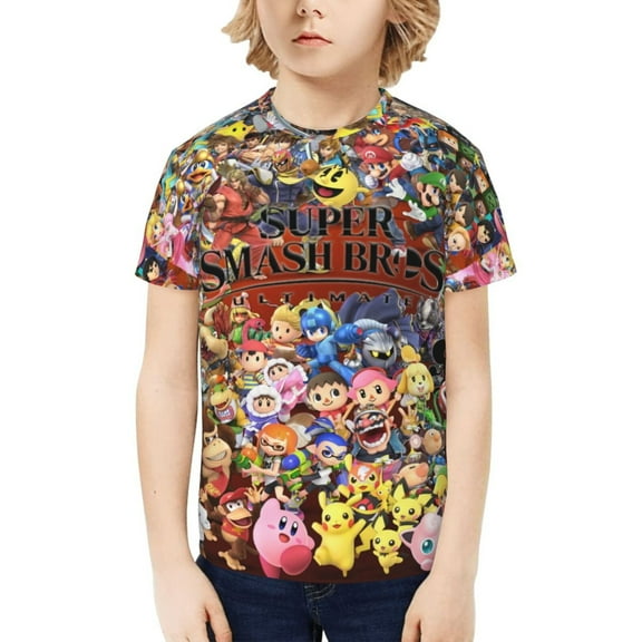 Super Smash Bros Ultimate Kids T-Shirt 3d Printed Graphic T-Shirts Boys And Girls Short Sleeve Shirts For Youth Kids X-Small