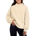 thumbnail image 2 of Women Mock Neck Sweatshirt Long Sleeve Pullover Casual Loose Fit Tops Soft Comfy Fall Winter Warm Solid Color Blouse, 2 of 9