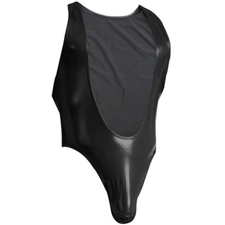 MQLKF Mens Seductive Lingerie Artificial Leather Bodysuit Siamese Temptation Intellectual Breathable Women Bodysuit