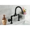 thumbnail image 4 of Kingston Brass KS2170RKX Webb Bridge, Matte Black Bathroom Faucet with Knurled Handle and Push Pop-up Drain, 4 of 7