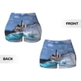 thumbnail image 6 of Yiaed Lighthouse in Havana Print Women's Athletic Shorts Running Shorts Sporty Short High Waisted Elastic Workout Shorts for Yoga Gym Running & Sports -Small, 6 of 8