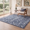 thumbnail image 5 of KUETH 2.5x10 Machine Washable Flat Pile Accent Rug with Rubber Backing, Vintage Persian Deep Blue Floral Carpet Area Rug for Entryway Bedroom and Kitchen, 5 of 6