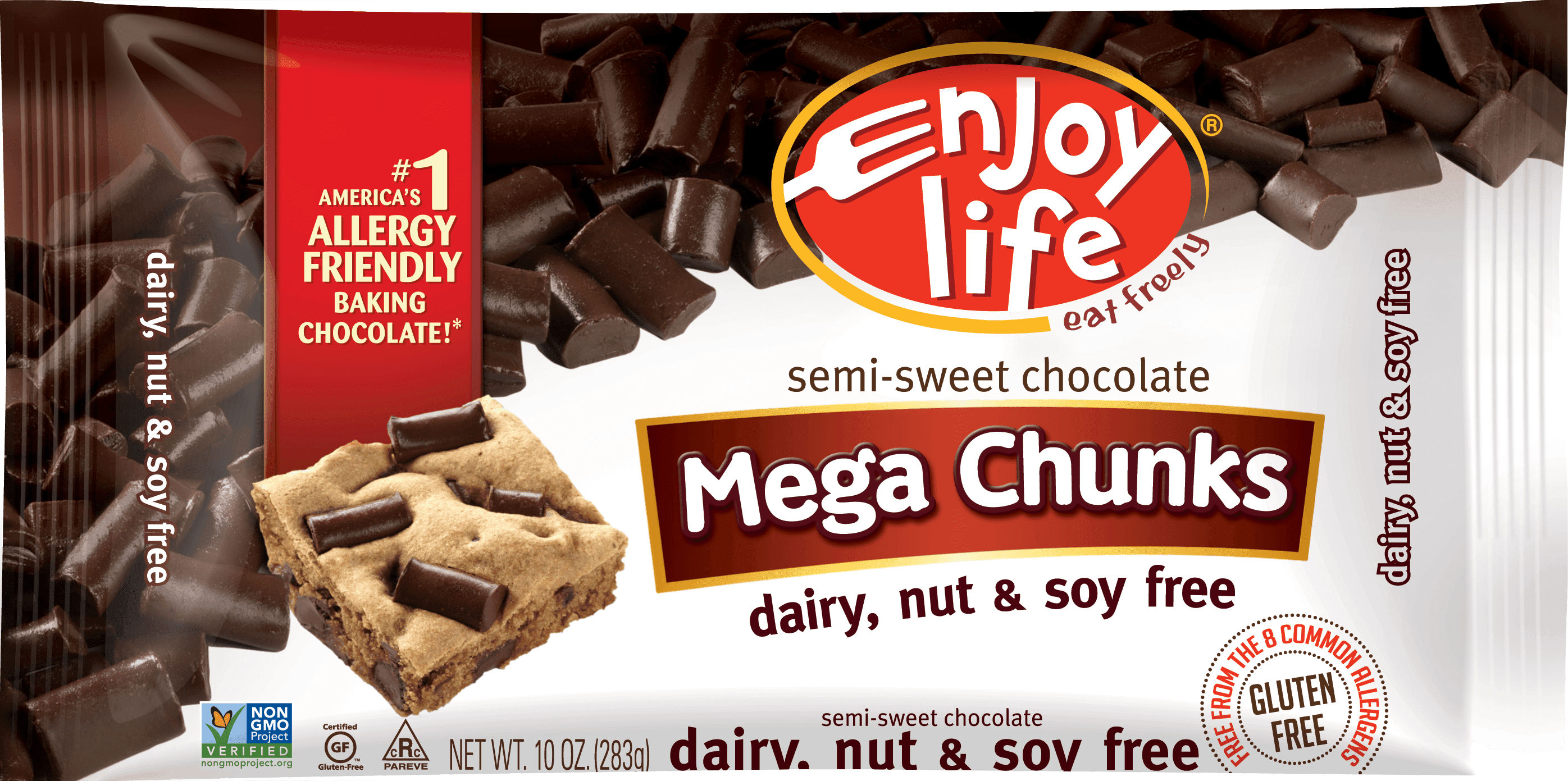 Enjoy Life Gluten-Free, Vegan Semi-Sweet Mega Chunks Baking Chocolate, 10 oz by Mondelez