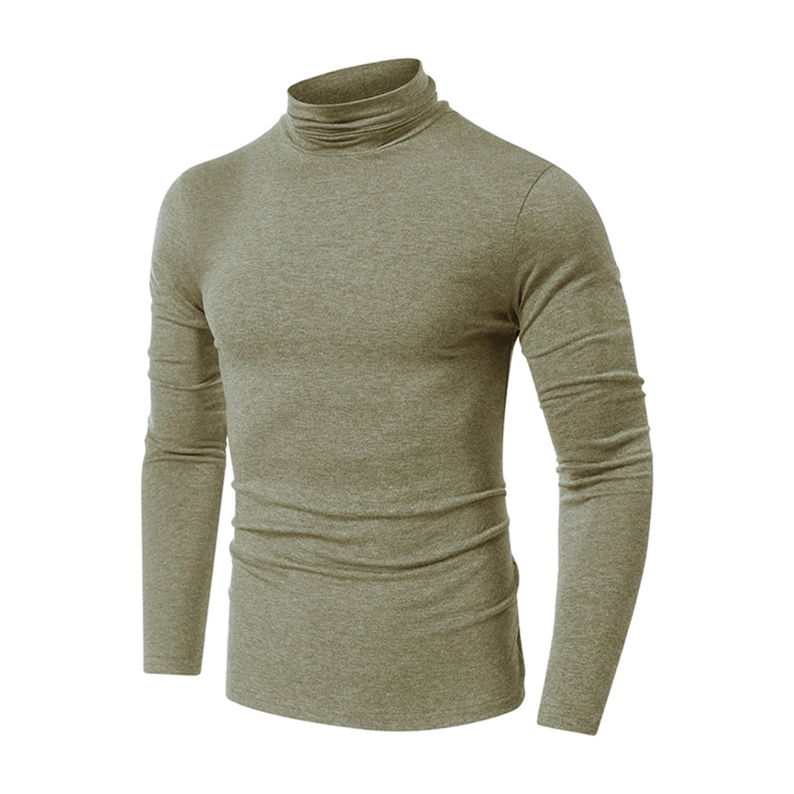 REZUOFI Mens Turtleneck Long Sleeve Base Layer Shirt Solid Color Soft Warm Loose for Fall Winter Daily Wear