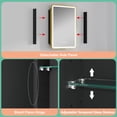 thumbnail image 6 of Aris Medicine Cabinet with Mirrors and Lights, 16'' x 28'' Recessed/Wall Mounted Bathroom Cabinet, 3 Mode Lights, Anti-Fog, Dimmable, Gold, 6 of 8