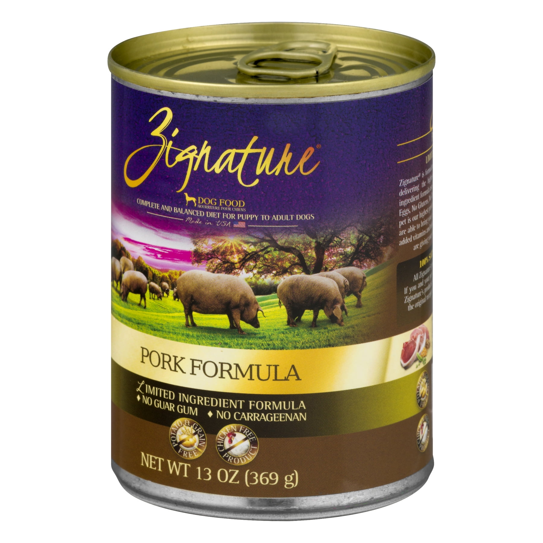 zignature dog food pork