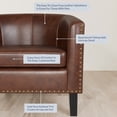thumbnail image 3 of BELLEZE Modern Tub Barrel Faux Leather Accent Chair - Kyara (Brown), 3 of 7