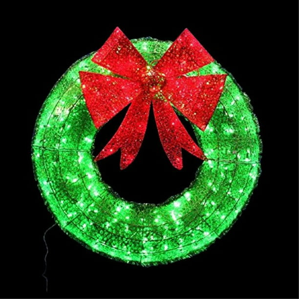 36 In Diameter Holiday Green, Light Up Wreaths Outdoors