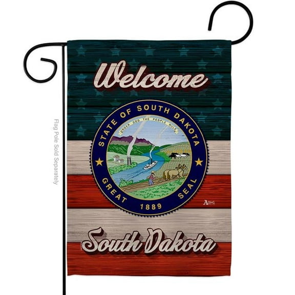 13 x 18.5 in. Welcome South Dakota Double-Sided Vertical House Decoration Banner Garden Flag - Yard Gift