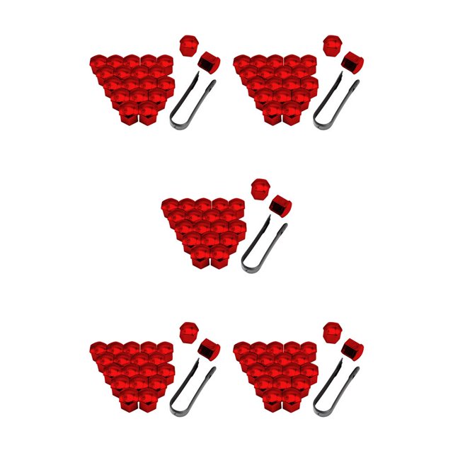 ZheElen Lot de 20 Capuchons d'Écrous de Roue de Voiture Décoration Universelle Remplacement Couvercle de Tête de Vis de Moyeu Auto Antirouille Protecteurs de Jantes Placage Rouge 17mm 5Ensemble