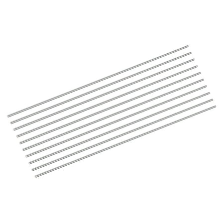 Uxcell 10Pack 304 Stainless Steel Rods, 2mm x 204mm Metal Solid Shaft Round Rod Lathe Bar Stock for Model Plane Cars Ship DIY Craft Metal Working