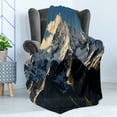 thumbnail image 4 of Mountain Soft Flannel Fleece Throw Blanket, Snowy Mountain Summit Clouds in the Sky Tranquility in Wild Nature Theme, Cozy Plush for Indoor and Outdoor Use, 50" x 70", White Black Blue, by Ambesonne, 4 of 5
