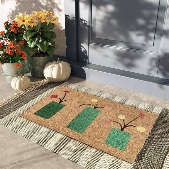 Coir Door Mat For Front Door Welcome Outdoor Mats Funny Doormats With Non (1 PC)