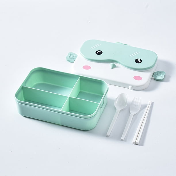 Injueey Fiambrera de dibujos animados, comida de Picnic, contenedor de almacenamiento fresco, Bento con vajilla, cajas para horno microondas, oficina al Cocina y Comedor Verde Injueey HA073242-02