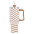 thumbnail image 3 of Checkered Tumbler and Artificial Flower Gift Set, Pink, 40 oz, Mother's Day by Way To Celebrate, 3 of 13