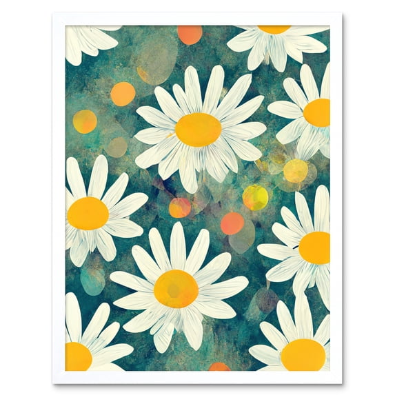 Lazy Daisy Afternoon Blossoms Flowers Oxeye Daisies In Meadow Sunlight Art Print Framed Poster Wall Decor 12x16 inch