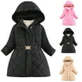 thumbnail image 4 of Otqutp Kids Girls Hooded Padded Puffer Coat Winter Warm Mid-Length Jacket Solid Fleece Parka Outwear with Faux Hood, 4 of 9