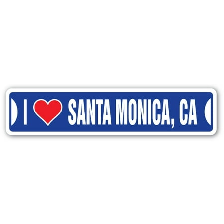 I LOVE SANTA MONICA, CALIFORNIA Street Sign ca city state us wall road décor (Best Office Dirty Santa Gifts)