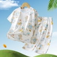 thumbnail image 2 of WRKEKC Kids Summer Outfits Seamless Round Neck Short Sleeve Pajama All Over Print Comfort Set for 6 Months-12 Years, 2 of 4