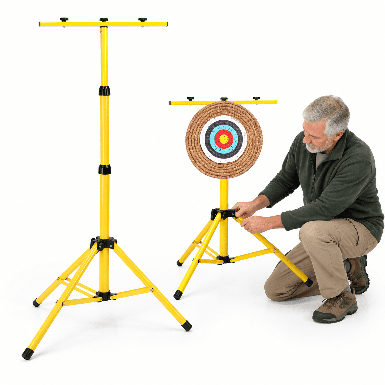 Adjustable Archery Target Stand Heavy Iron Tripod for Yard Range and Club Practice