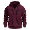 thumbnail image 4 of Chiccall Men's Sweatshirt Hoodies Quarter-Zip Athletic Workout Jacket Casual Comfy Pullover Tops Blouse with Zipper Pocket Snap Pocket, 4 of 5
