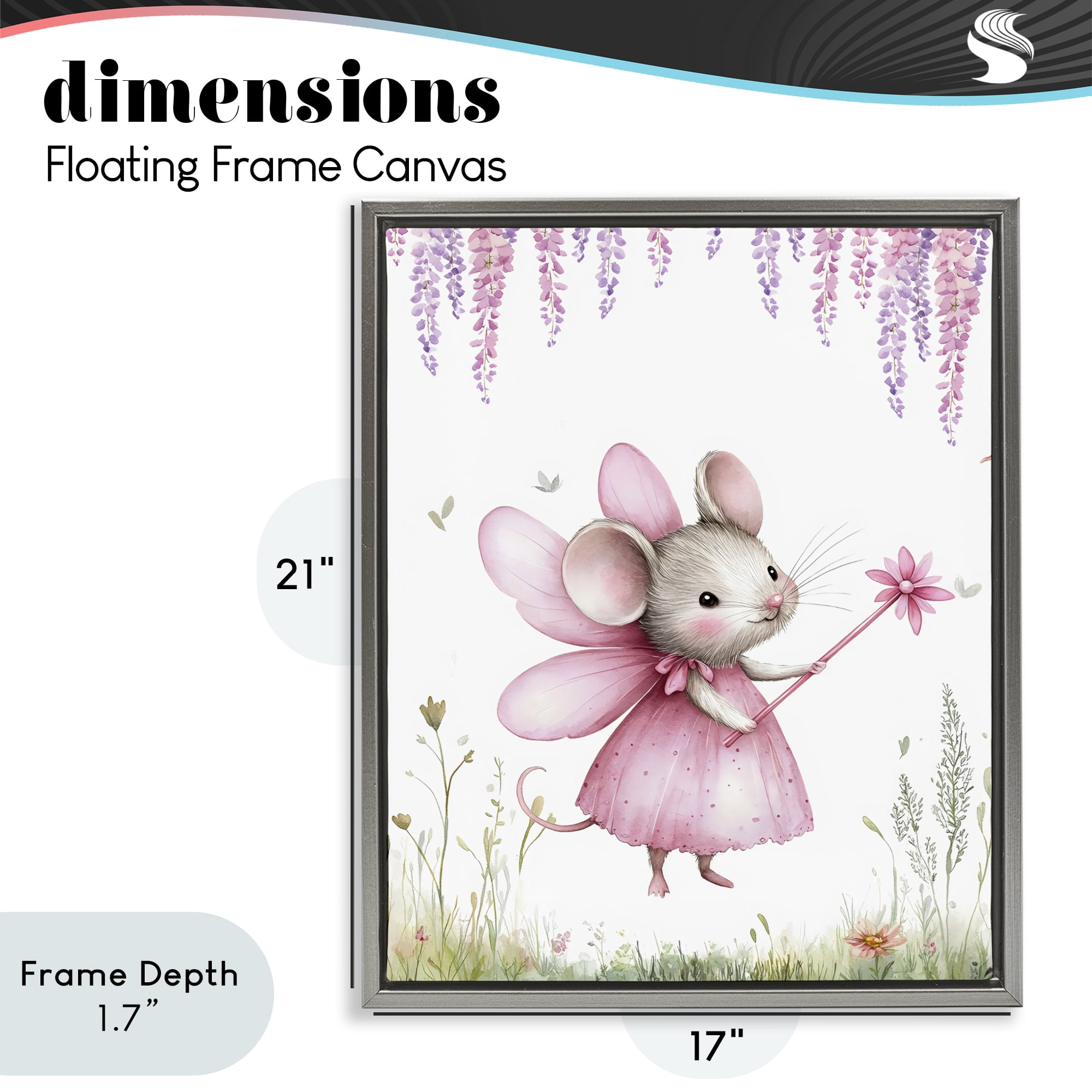 Stupell Industries Woodland Mouse Forest Fairy Gray Framed Floater Canvas Wall Art, design by LSR Design Studio