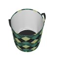 thumbnail image 3 of Daiia Green Squares Round Laundry Basket with Handles Thickened Waterproof Circular hamper,Dirty Clothes Storage Basket for Bedroom,Bathroom,College Dorm-Small, 3 of 8