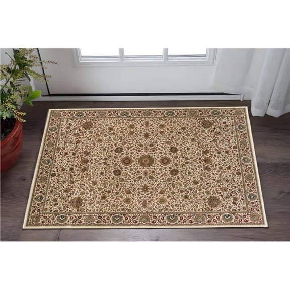 HomeRoots 575316 2 x 3 ft. Oriental Rectangle Area Rug, Ivory & Green