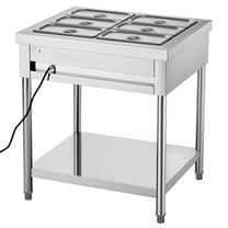 6-Pan Commercial Food Warmer Electric Steam Table, 1500W Stainless Steel Buffet Server with Undershelf for Restaurant Catering Hotel Party - Holds 6 x 1/3 Size Pans