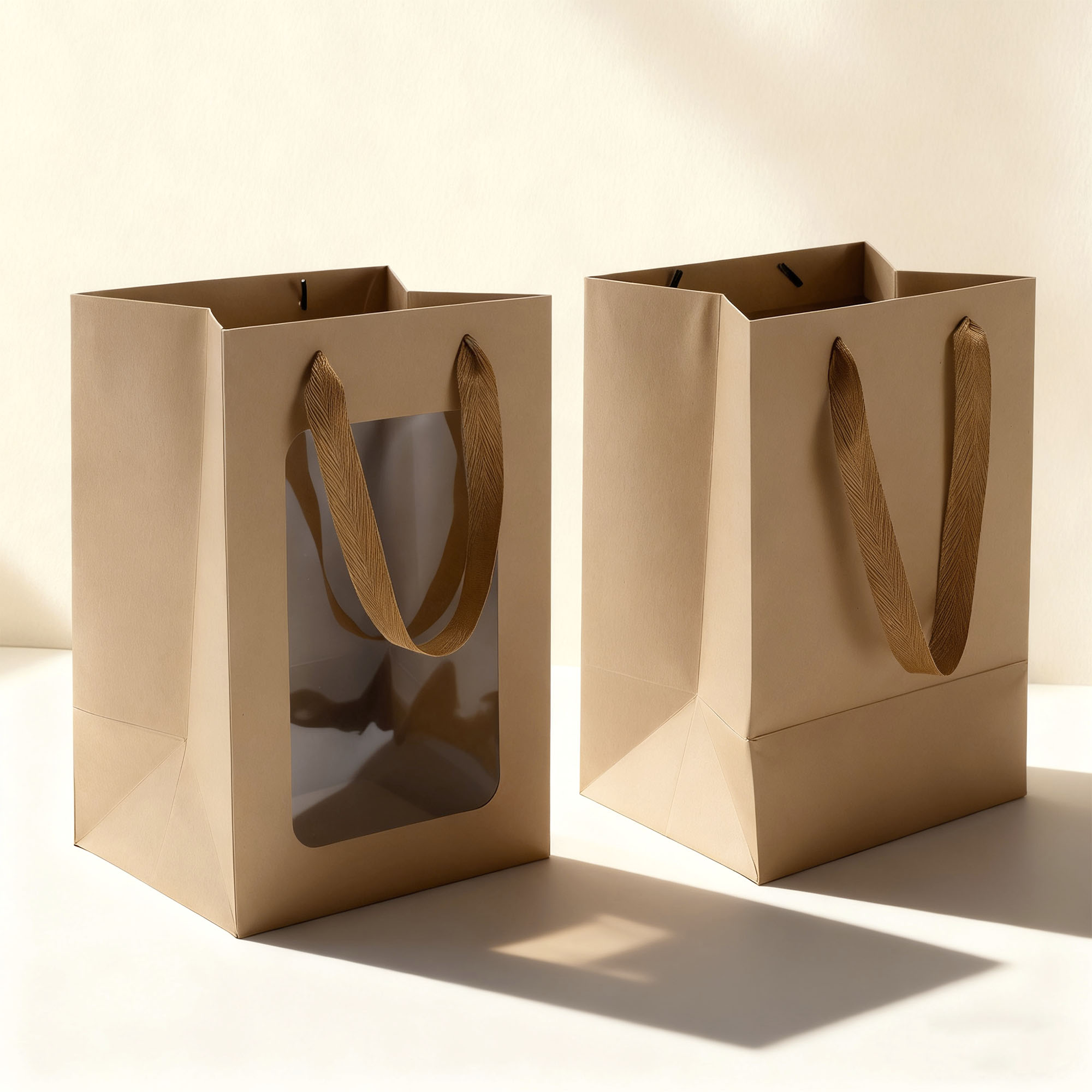 Unique Bargains Handheld Gift Bags for Various Occasions 1 Pc Brown Large