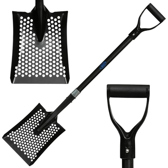 CKG Carbon Sand Sifter Shovel for Beach, Also Chicken Poop Scooper Lightweight & Durable,Black Color