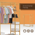 MoNiBloom Bamboo 6 Tiers Modern Closet Organizer Wardrobe, Hat Hooks Coat Pants Rack, Natural